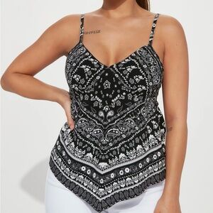 Fashion Nova Feelin’ The Moment Hankerchief Cami Top- Black